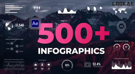 500种信息数据曲线柱状饼状图展示动画预设AE模板 Infographics-精品资源站
