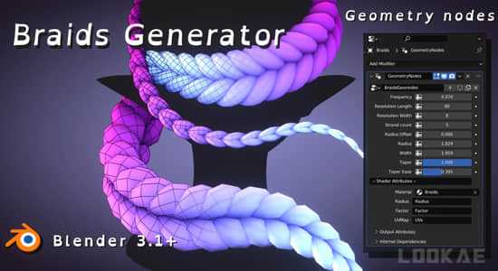 Blender插件-头发辫子制作工具 Braids Generator V2.01-精品资源站