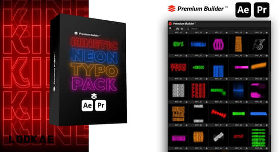 AE/PR脚本-122组创意霓虹发光文字标题排版动画 Kinetic Neon Typo Pack-精品资源站