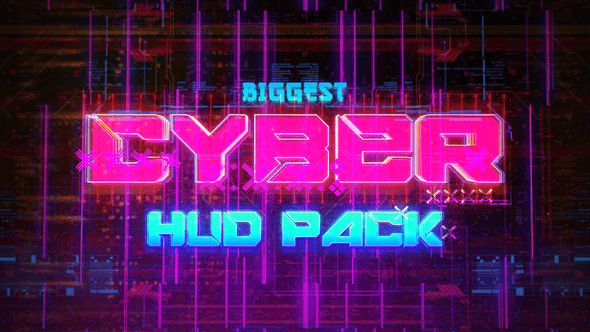 AE模板-235个未来科幻HUD赛博朋克文字标题元素背景发光闪烁动画 Biggest CYBER HUD Pack-精品资源站