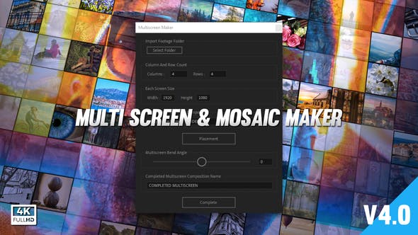 AE脚本-多画面照片视频墙制作自动生成工具 Mosaic & Multiscreen Maker Auto V4 + 使用教程-精品资源站