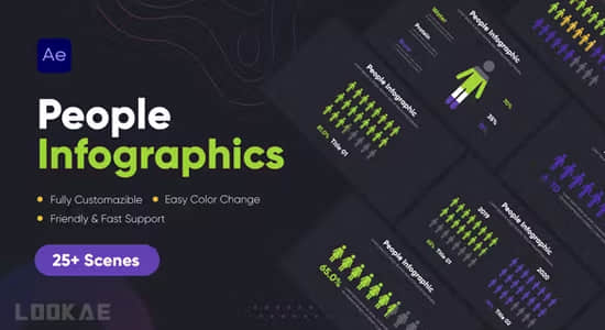 AE模板-25个人物信息图表场景统计展示动画 People Infographics-精品资源站