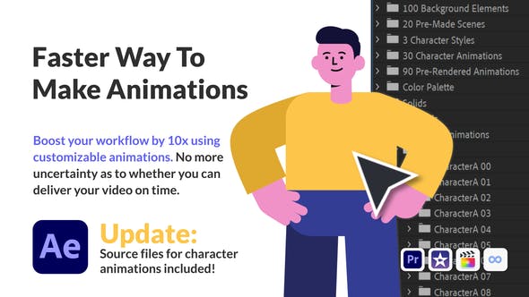 AE/PR模板-商务办公MG卡通人物场景动画 Character Animation Pack – Office and Corporate-精品资源站