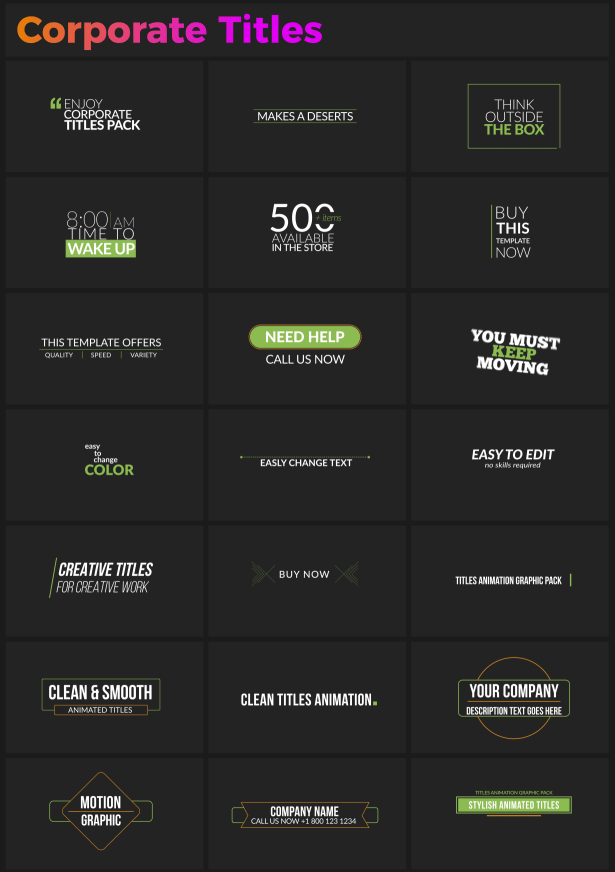 AE模板-860个时尚文字标题排版设计转场背景气泡图形元素动画V18