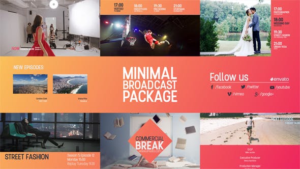 AE模板-现代时尚电视节目预告导视栏目包装 Minimal Broadcast Package-精品资源站