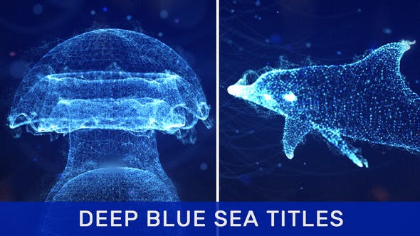 AE模板-抽象蓝色海洋点线粒子三维动物图形文字标题动画 Deep Blue Sea Titles-精品资源站