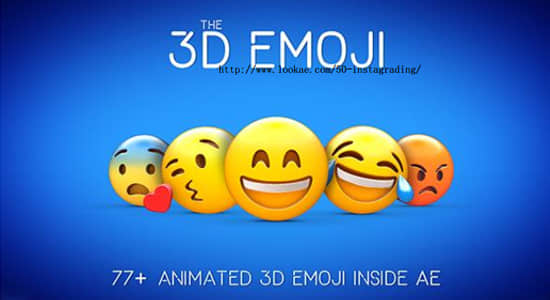 AE模板-79个聊天社交可爱有趣卡通3D Emoji表情动画（需要Element 3D插件）-精品资源站
