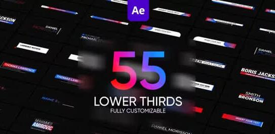AE/PR模板 55组现代时尚文字标题字幕条动画 Lower Thirds-精品资源站
