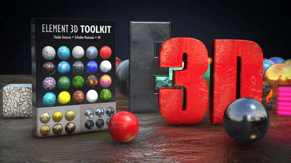 140种材质贴图+37种三维倒角预设 E3D工具包 Element 3D Toolkit-精品资源站