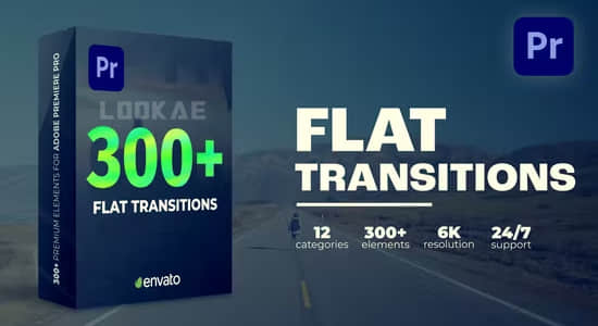 PR模板-300种平滑移动视频转场过渡预设 Flat Transitions-精品资源站