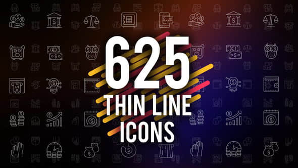 AE模板：625个线条风格类Icons图标动画625 Thin Line Icons-精品资源站