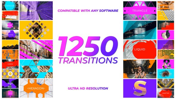 4K视频素材-1250个多边形彩色图形蒙版遮罩过渡转场动画 Transitions-精品资源站