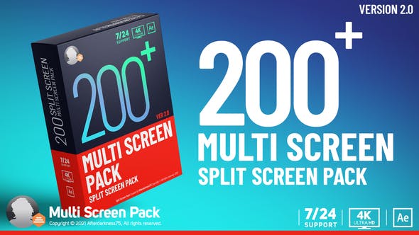 AE模板-200个多画面视频分屏网格组合动画预设 Multi Screen Pack V2-精品资源站