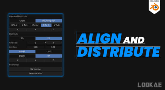 多个模型自动对齐分布Blender插件 Align And Distribute v2.0.0-精品资源站