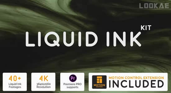 40个黑色水墨流动溶解动画4K视频素材 Liquid Ink Kit-精品资源站