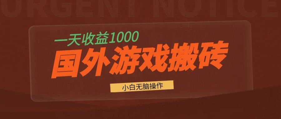 （13321期）国外游戏全自动搬砖，一天收益1000+ 小白无脑操作-精品资源站