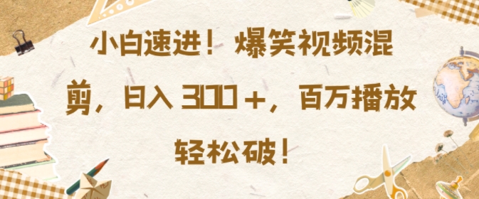 小白速进，爆笑视频混剪，日入3张，百万播放轻松破【揭秘】-精品资源站