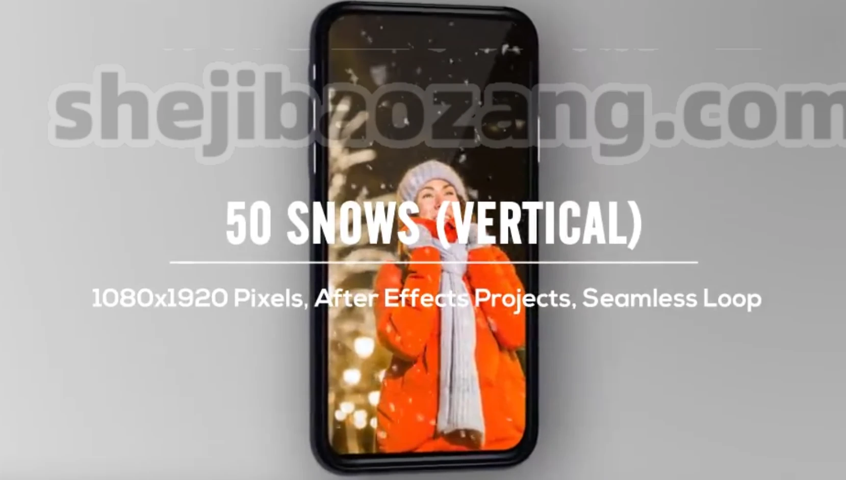 AE模板-50组竖屏唯美冬天雪花叠加特效 50 Snow Overlays