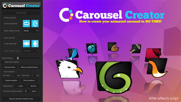 AE脚本：LOGO图片三维空间旋转展示动画脚本 Carousel Creator+使用教程-精品资源站
