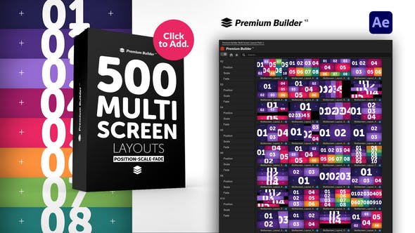 AE脚本-500个多画面网格组合动态视频分屏特效展示 Multi Screen Layouts Pack-精品资源站