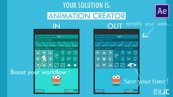 AE脚本：图层对象缓入缓出MG弹性动作预设工具 Animation Creator – Infinite Possibilities of Anim-精品资源站