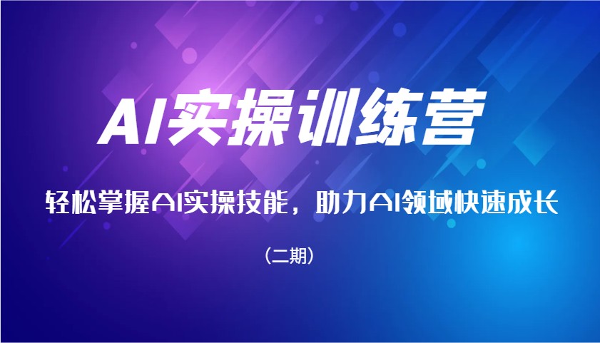 AI实操训练营，轻松掌握AI实操技能，助力AI领域快速成长(二期)-精品资源站