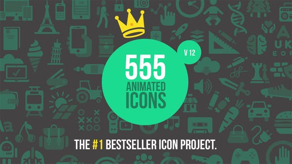 AE模板-555个ICON图标MG动画+音效 555 Animated Icons V12 免费下载-精品资源站
