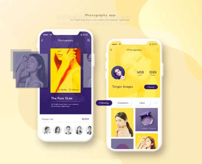 UI界面时尚购物APP单页风格展示PS模版设计素材图