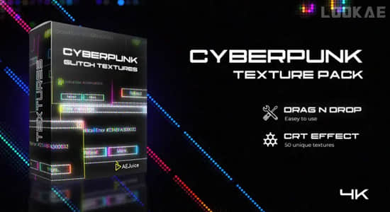 AE/PR模板/视频素材-赛博朋克故障干扰纹理视觉特效动画 Cyberpunk Glitch Texture Pack-精品资源站