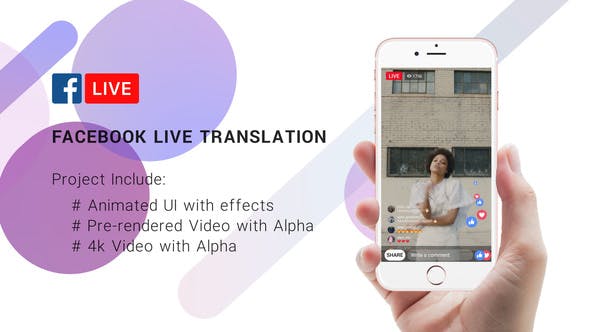 AE模板-手机直播评论发表情留言关注点赞效果栏目包装 FaveBook Live-精品资源站