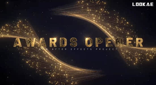 优雅发光粒子线条背景文字标题颁奖典礼开场片头动画AE/PR模板 Awards Opener-精品资源站