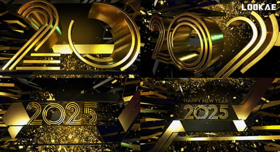 AE模板-2025新年快乐华丽金色开场片头 Happy New Year Greetings 2025-精品资源站
