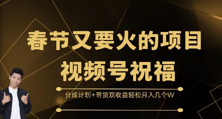 春节又要火的项目视频号祝福，分成计划+带货双收益，轻松月入几个W【揭秘】-精品资源站