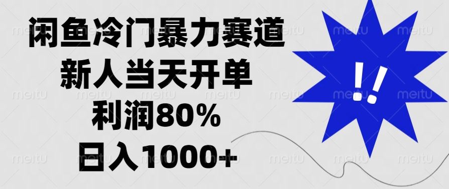 （13660期）闲鱼冷门暴力赛道，新人当天开单，利润80%，日入1000+-精品资源站