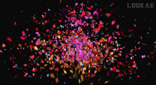 AE模板-彩筒礼花喷射心形五彩纸屑动画 Valentine s Hearts Confetti-精品资源站