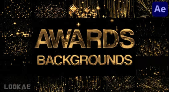 金色粒子元素颁奖典礼开场介绍动画AE模板 Awards Backgrounds-精品资源站