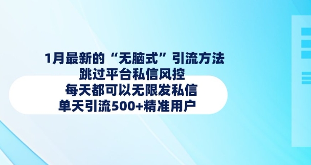 1月最新的无脑式引流方法，跳过平台私信风控，每天都可以无限发私信，单天引流500+精准用户-精品资源站