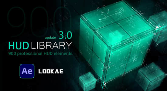AE脚本-900个科技感线条屏幕边框UI界面元素动画预设包HUD Library V3.0-精品资源站