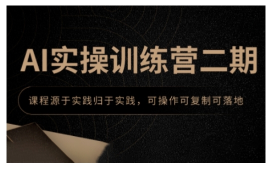 AI实操训练营二期，课程源于实践归于实践，可操作可复制可落地-精品资源站
