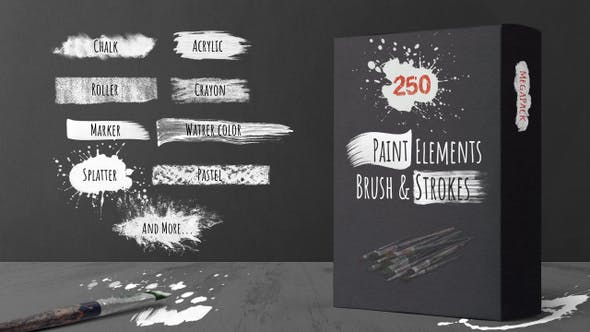 4K视频素材-250个笔刷绘画油漆涂鸦蒙版遮罩动画 Paint Matte Elements-精品资源站
