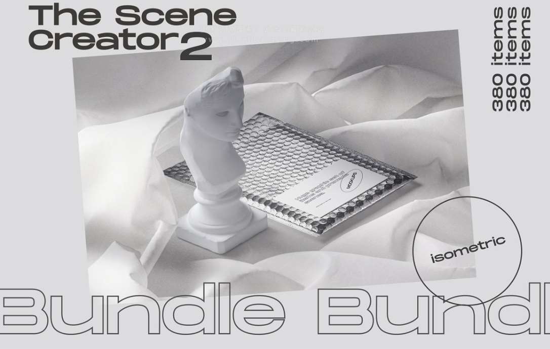 PS样机 1280种生活日常品牌文具包装文创产品场景展示PS模型样机3合一 The Scene Creator 2 – Bundle 3 in 1