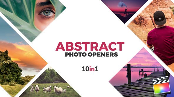 FCPX插件-10组创意图像拼接排版LOGO标志展示片头 Abstract Photo Openers-精品资源站