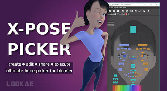 Blender插件-三维模型绑定控制动画制作工具 X-Pose Picker v1.89-精品资源站