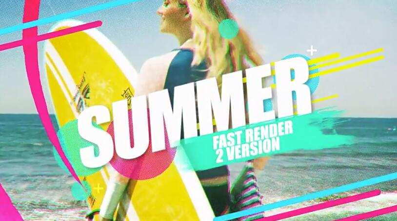 AE动感炫彩图形文字介绍展示模板Summer Openers