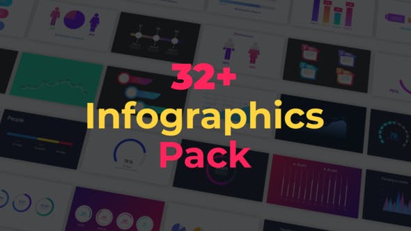 AE模板-32个信息数据走势比例图表动画 Infographics Pack-精品资源站