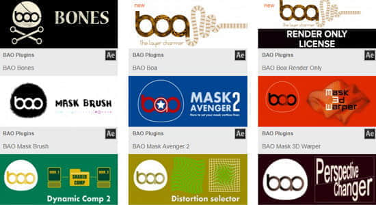 AE插件： Aescripts BAO Plugins Bundle CE  插件套装  支持 CS6 – CC 2017-精品资源站