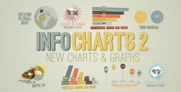 AE模板-全新独特圆饼柱状条形统计图表动画 InfoCharts 2-精品资源站