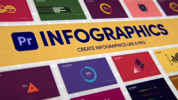 PR模板-290个信息数据图表饼图柱状图条形图展示动画 Infographics-精品资源站