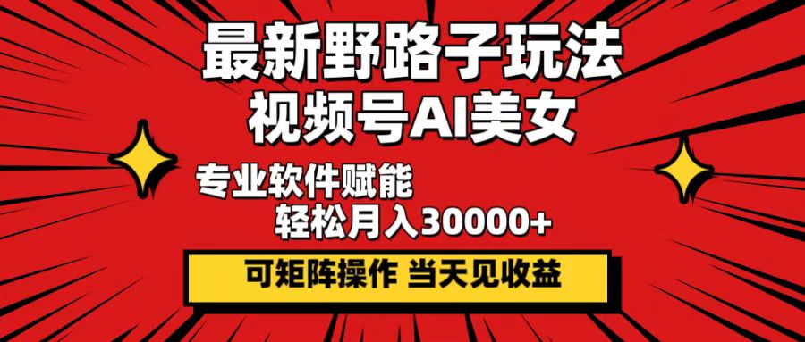 （12798期）最新野路子玩法，视频号AI美女，当天见收益，轻松月入30000＋-精品资源站
