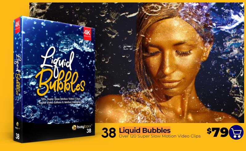 4K视频素材 130个液体水花气泡水泡漂浮慢动作 Liquid Bubbles-精品资源站